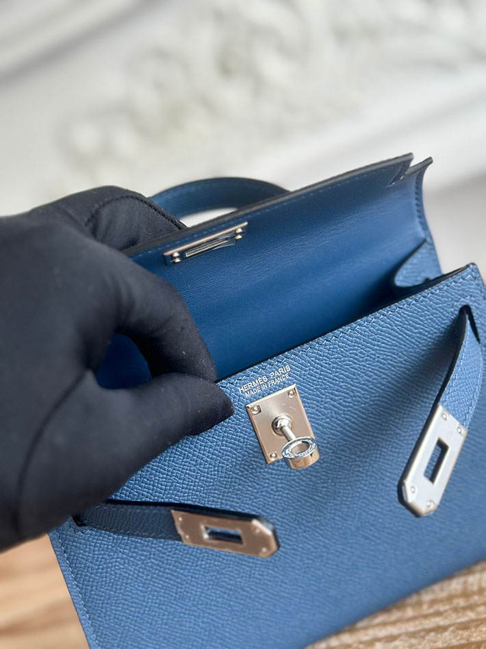 エルメス ショルダーバッグの定価 HERMES ケリーミニ2 ディープブルー ヴォーエプソン シルバー金具 H073663CKS4 エルメス バッグミニケリー - 画像 (3)