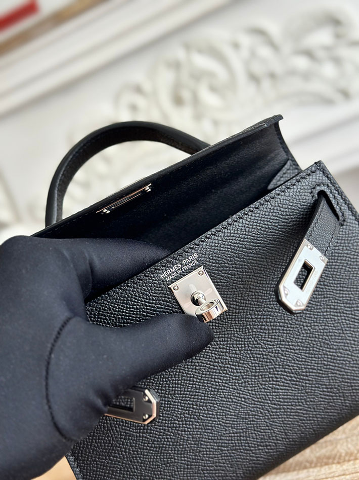エルメス ショルダーバッグの定価 HERMES ケリーミニ2 黒 ブラック ヴォーエプソン シルバー金具 H073663CK89 エルメス ショルダーバッグ 人気 - 画像 (3)