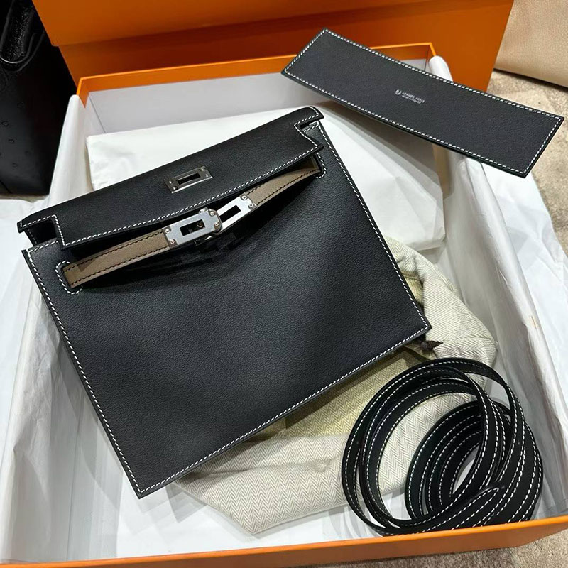 エルメス ケリーダンスの通販 HERMES ケリーダンス2 ブラック/エトゥープ スイフト シルバー金具 H077942CKAB エルメス リュック レディース - 画像 (6)