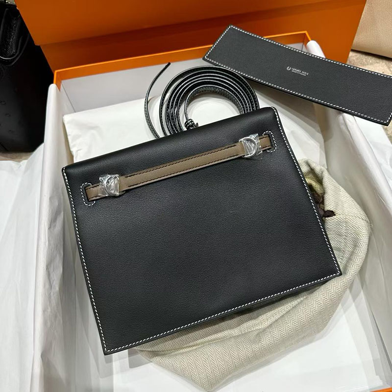 エルメス ケリーダンスの通販 HERMES ケリーダンス2 ブラック/エトゥープ スイフト シルバー金具 H077942CKAB エルメス リュック レディース - 画像 (2)