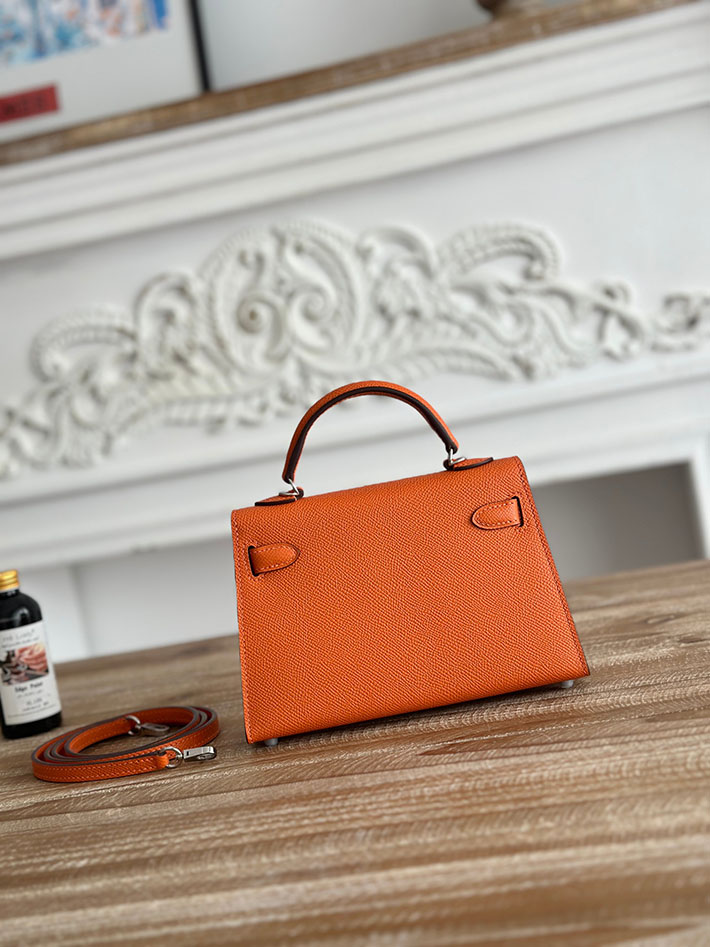エルメス ショルダーバッグの定価 HERMES ケリーミニ2 オレンジ ヴォーエプソン シルバー金具 H073663CK93 エルメス ショルダーバッグ 安い - 画像 (8)