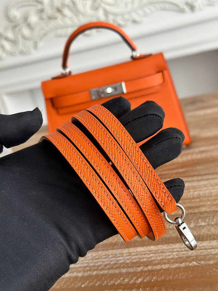 エルメス ショルダーバッグの定価 HERMES ケリーミニ2 オレンジ ヴォーエプソン シルバー金具 H073663CK93 エルメス ショルダーバッグ 安い - 画像 (6)