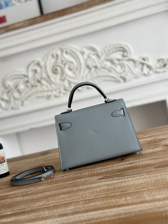 エルメス ショルダーバッグの定価 HERMES ケリーミニ2 ブルーラン ヴォーエプソン シルバー金具 H073663CKJ7 ミニケリー2 定価 - 画像 (8)