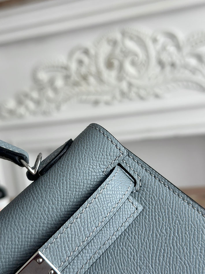エルメス ショルダーバッグの定価 HERMES ケリーミニ2 ブルーラン ヴォーエプソン シルバー金具 H073663CKJ7 ミニケリー2 定価 - 画像 (6)