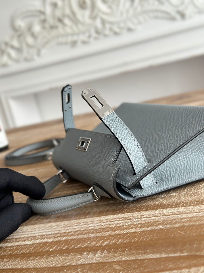 エルメス ショルダーバッグの定価 HERMES ケリーミニ2 ブルーラン ヴォーエプソン シルバー金具 H073663CKJ7 ミニケリー2 定価 - 画像 (5)