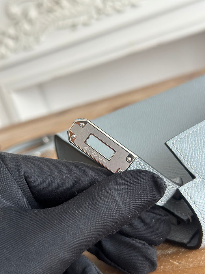 エルメス ショルダーバッグの定価 HERMES ケリーミニ2 ブルーラン ヴォーエプソン シルバー金具 H073663CKJ7 ミニケリー2 定価 - 画像 (4)