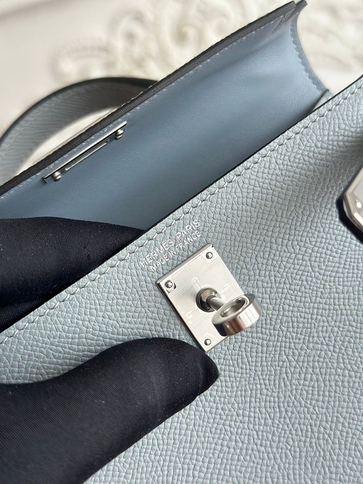 エルメス ショルダーバッグの定価 HERMES ケリーミニ2 ブルーラン ヴォーエプソン シルバー金具 H073663CKJ7 ミニケリー2 定価 - 画像 (3)