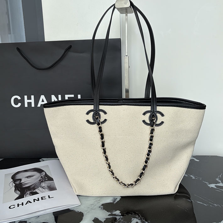 最高級シャネルスーパーコピー CHANEL 2026年 新作 スモール ショッピング バッグ エクリュ ブラック AS6285-B24238-U9414 シャネル トートバッグ 布 - 画像 (9)
