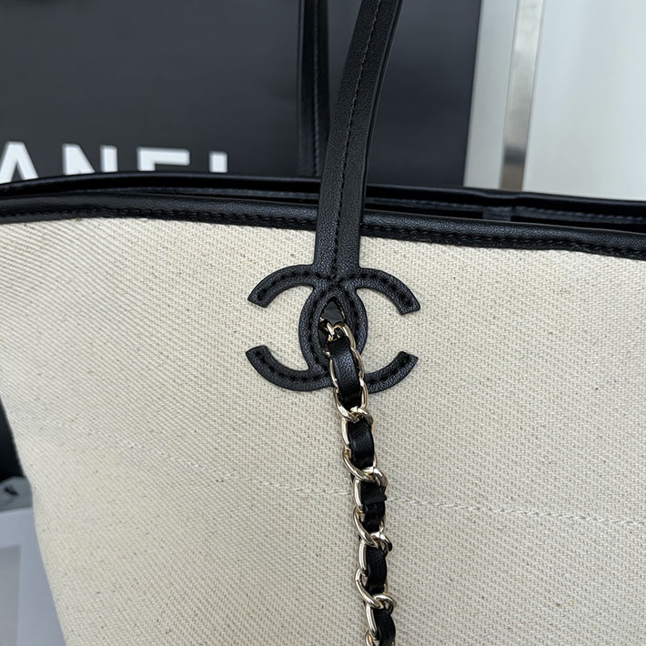 最高級シャネルスーパーコピー CHANEL 2026年 新作 スモール ショッピング バッグ エクリュ ブラック AS6285-B24238-U9414 シャネル トートバッグ 布 - 画像 (7)