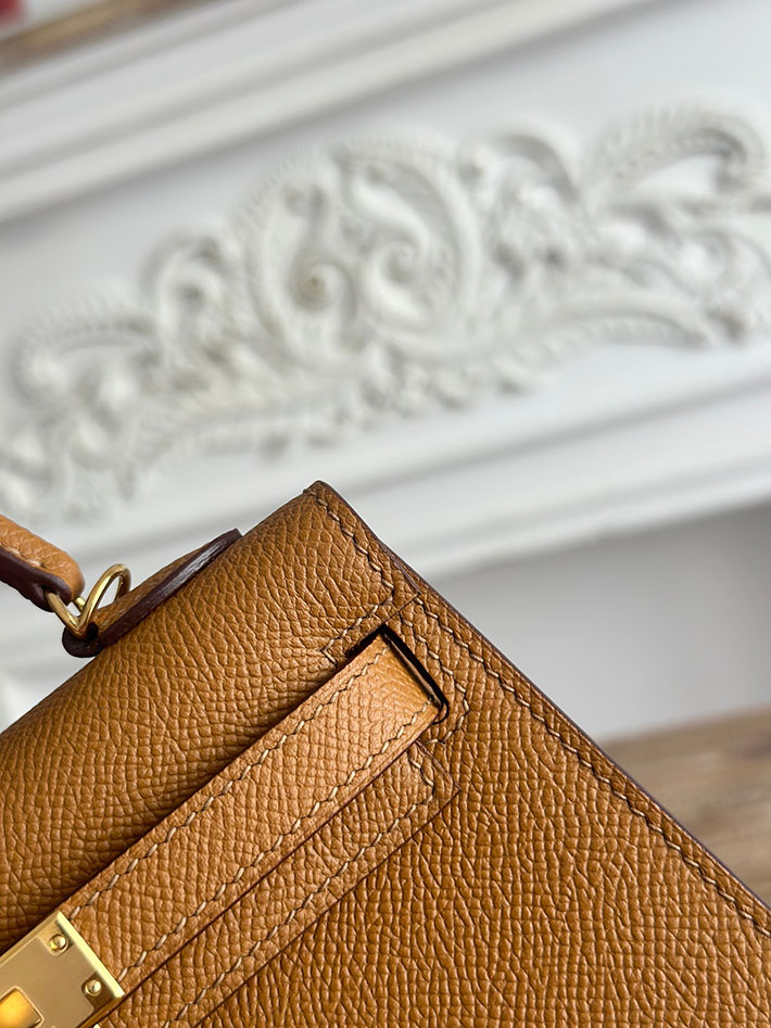 エルメス ショルダーバッグの定価 HERMES ケリーミニ2 ビスキュイ ヴォーエプソン ゴールド金具 H073663CC4B 韓国 ミニケリー - 画像 (6)