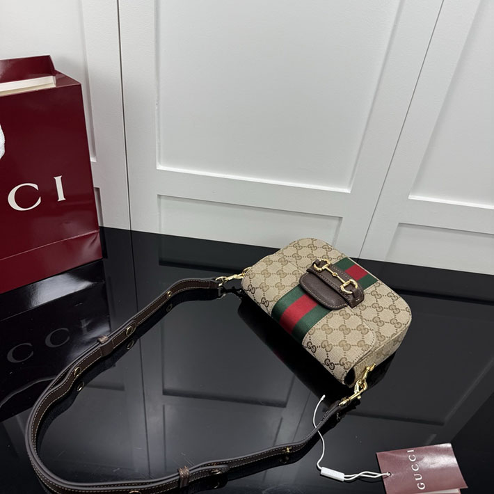 グッチ直営アウトレット店 GUCCI ホースビット 1955 スモール ショルダーバッグ サンド&ダークブラウン 866762 FAFV9 9653 グッチ バッグ 新作 - 画像 (7)