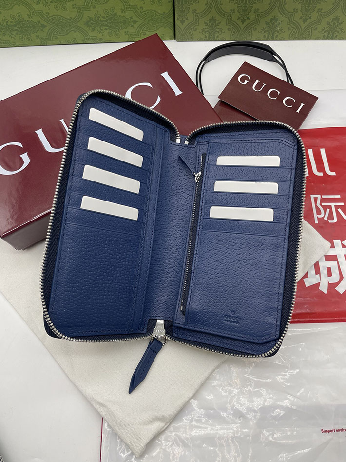 グッチ 財布 アウトレット GUCCI ジップアラウンドウォレット ブルー インテリア ブラック/ブルー 822051 FACQC 1052 グッチ 長財布 メンズ - 画像 (9)