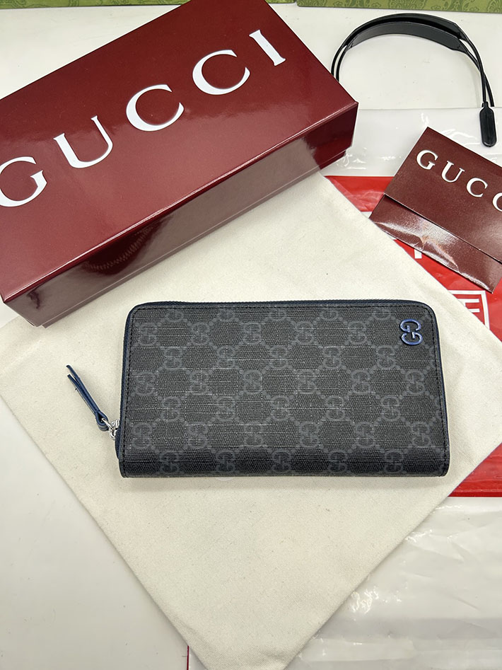 グッチ 財布 アウトレット GUCCI ジップアラウンドウォレット ブルー インテリア ブラック/ブルー 822051 FACQC 1052 グッチ 長財布 メンズ - 画像 (8)