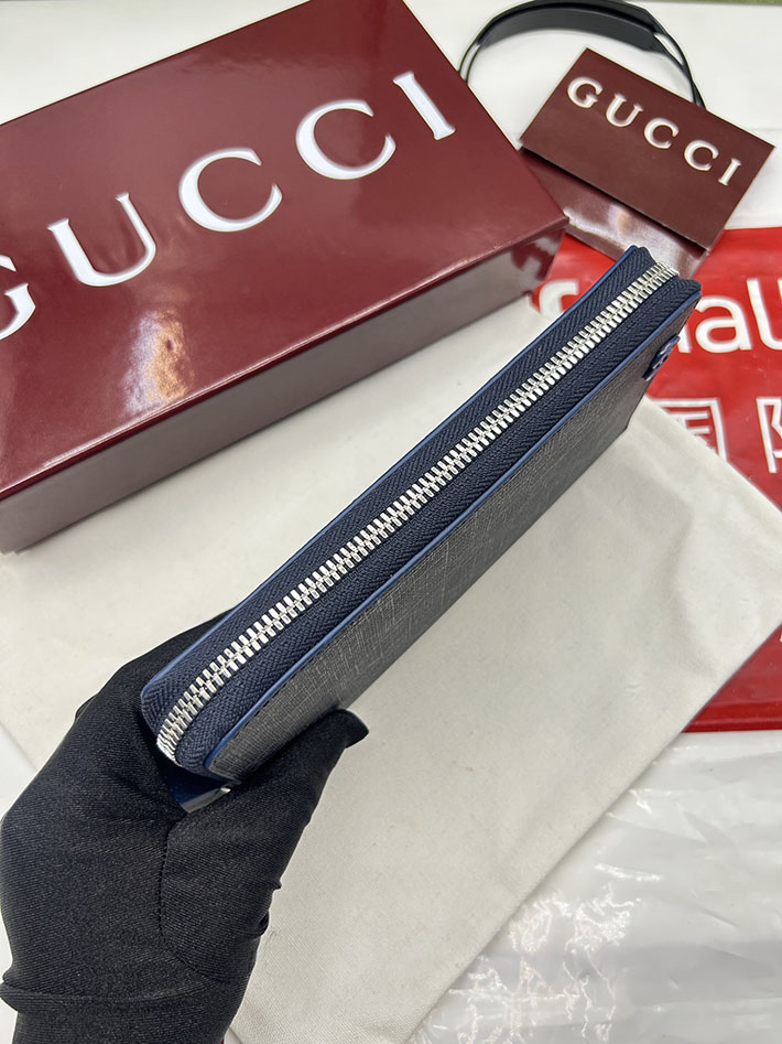 グッチ 財布 アウトレット GUCCI ジップアラウンドウォレット ブルー インテリア ブラック/ブルー 822051 FACQC 1052 グッチ 長財布 メンズ - 画像 (5)