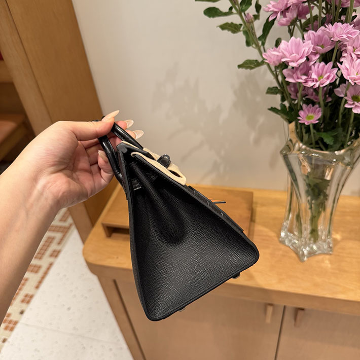 HERMES バーキン 20 セリエ フォーブル ミッドナイト クロ×ジョーヌアンブル×オレンジ ヴォー・マダム×アリゲーターマット×スイフト H082324CKAB - 画像 (5)