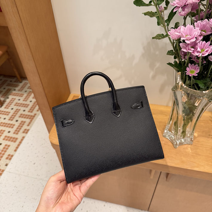 HERMES バーキン 20 セリエ フォーブル ミッドナイト クロ×ジョーヌアンブル×オレンジ ヴォー・マダム×アリゲーターマット×スイフト H082324CKAB - 画像 (3)