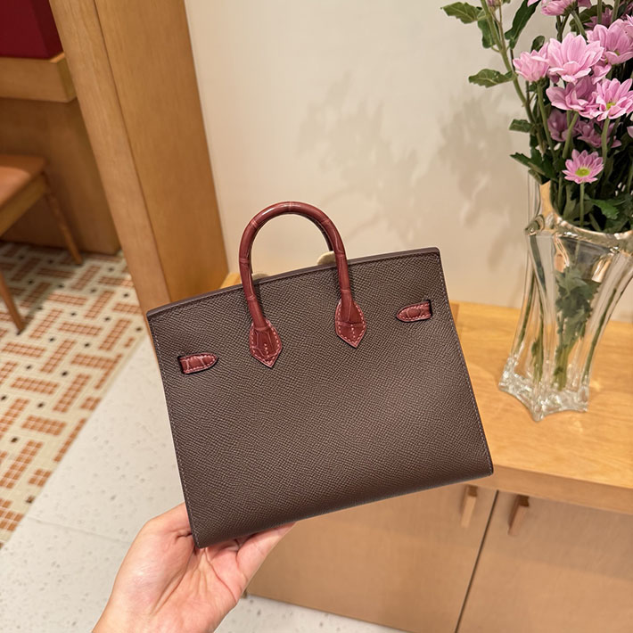 バーキン20 定価 HERMES バーキン20cm セリエ フォーブル ルージュアッシュ×ルージュグレナ×ホワイト シルバー金具 2632298 - 画像 (2)
