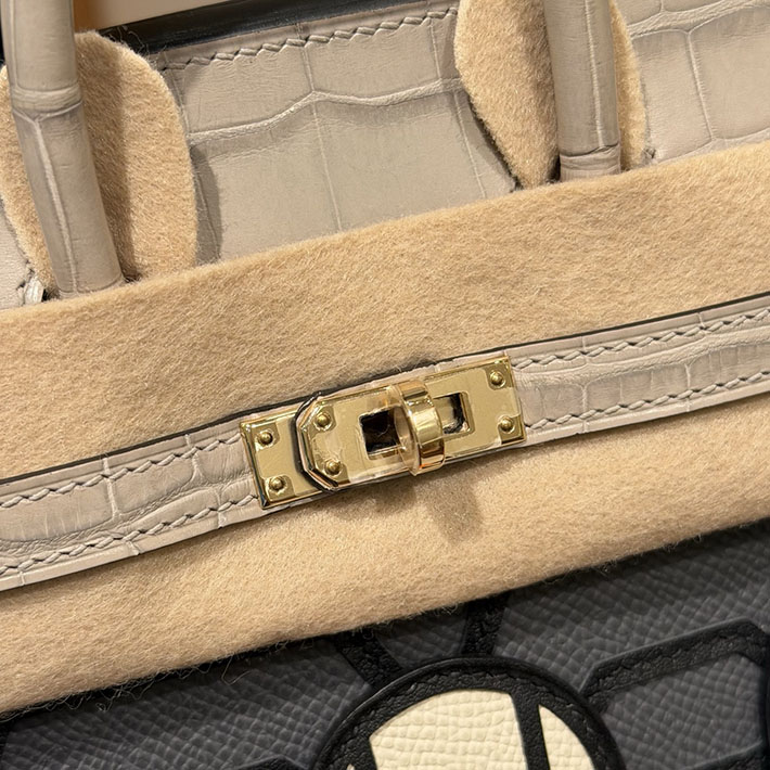 HERMES バーキン20cm セリエ フォーブル レイニーデイズ グリミスティ×グリシマン×クロ エプソン×アリゲーターマット×スイフト シャンパンゴールド H082324CKAD - 画像 (6)