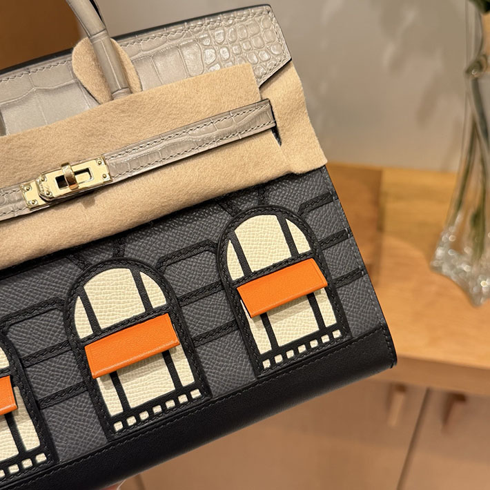 HERMES バーキン20cm セリエ フォーブル レイニーデイズ グリミスティ×グリシマン×クロ エプソン×アリゲーターマット×スイフト シャンパンゴールド H082324CKAD - 画像 (5)