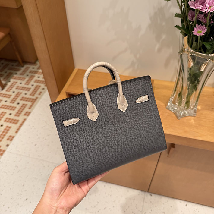 HERMES バーキン20cm セリエ フォーブル レイニーデイズ グリミスティ×グリシマン×クロ エプソン×アリゲーターマット×スイフト シャンパンゴールド H082324CKAD - 画像 (4)