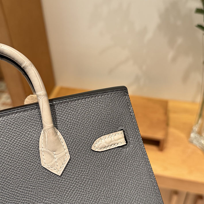 HERMES バーキン20cm セリエ フォーブル レイニーデイズ グリミスティ×グリシマン×クロ エプソン×アリゲーターマット×スイフト シャンパンゴールド H082324CKAD - 画像 (3)