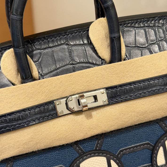 HERMES バーキン20cm セリエ フォーブル 夜 ディープブルー×ブルーマリン×ブルーインディゴ ヴォー・マダム×アリゲーターマット×スイフト 2632301 - 画像 (5)