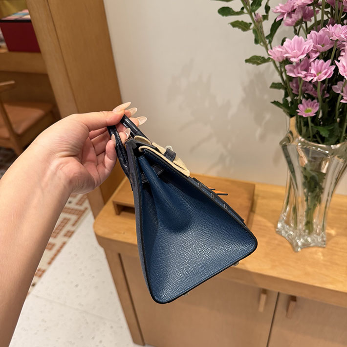 HERMES バーキン20cm セリエ フォーブル 夜 ディープブルー×ブルーマリン×ブルーインディゴ ヴォー・マダム×アリゲーターマット×スイフト 2632301 - 画像 (4)