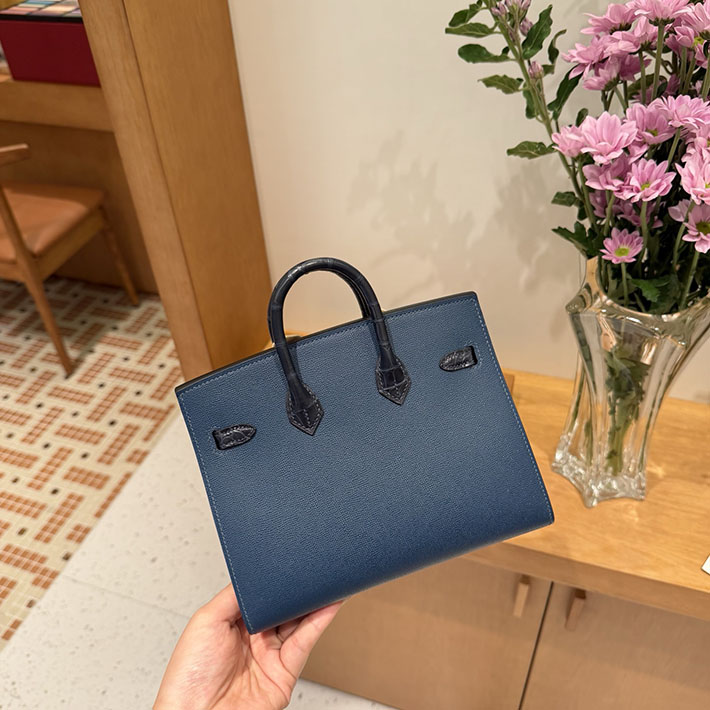 HERMES バーキン20cm セリエ フォーブル 夜 ディープブルー×ブルーマリン×ブルーインディゴ ヴォー・マダム×アリゲーターマット×スイフト 2632301 - 画像 (3)