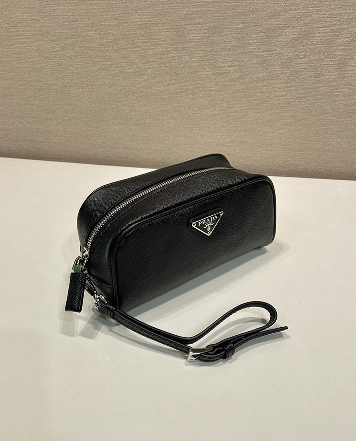 プラダ バッグ レディース 新作 PRADA Re-Nylon xサフィアーノレザー ネセセール ブラック 2NA045_PN9_F0002 プラダ ポーチ レディース - 画像 (9)