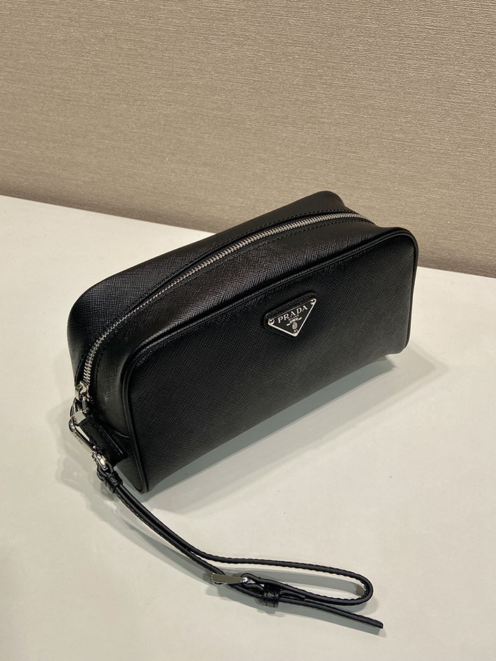 プラダ バッグ メンズ 新作 PRADA サフィアーノレザー ポーチ ブラック 2NE065_PN9_F0002 プラダ ポーチ メンズ - 画像 (8)