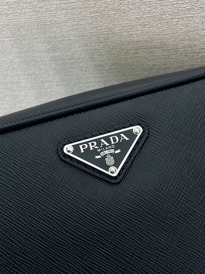 プラダ バッグ メンズ 新作 PRADA サフィアーノレザー ポーチ ブラック 2NE065_PN9_F0002 プラダ ポーチ メンズ - 画像 (4)