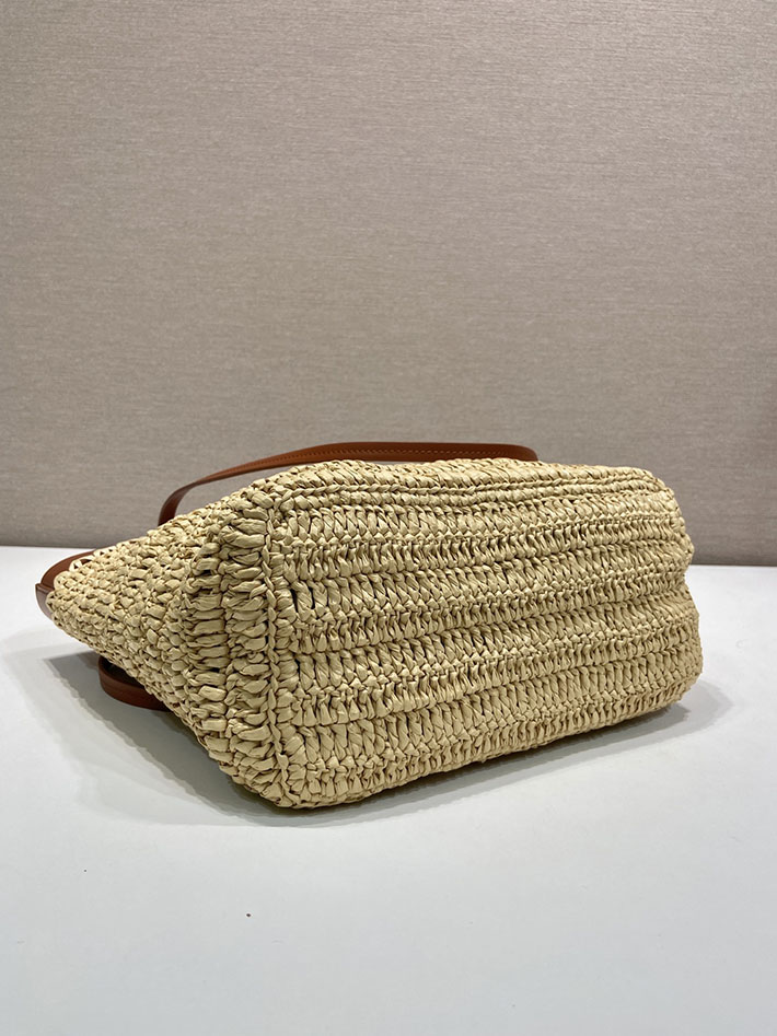 プラダ バッグ レディース 新作 PRADA スモール クロシェxレザー トートバッグ ナチュラル 1BG500_2M2Q_F02S9 プラダ トートバッグ レディース - 画像 (5)