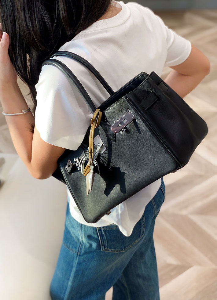 ショルダーバーキン29の定価 HERMES バーキンショルダーライト 29 ブラック スイフト シルバー金具 H085237CK89 shoulder birkin 29 - 画像 (11)