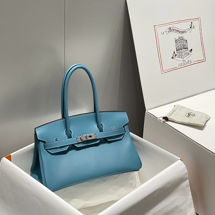 ショルダーバーキン29の定価 HERMES バーキンショルダーライト 29 ブルージーン スイフト シルバー金具 H085237CK75 エルメス バーキン ショルダー - 画像 (9)