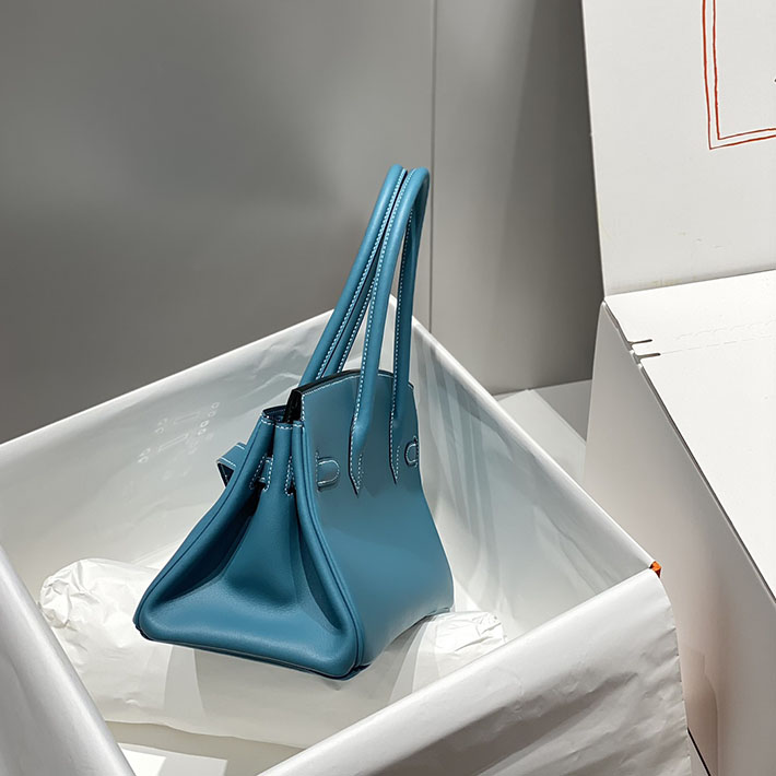 ショルダーバーキン29の定価 HERMES バーキンショルダーライト 29 ブルージーン スイフト シルバー金具 H085237CK75 エルメス バーキン ショルダー - 画像 (7)