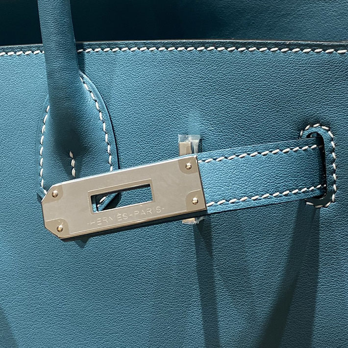 ショルダーバーキン29の定価 HERMES バーキンショルダーライト 29 ブルージーン スイフト シルバー金具 H085237CK75 エルメス バーキン ショルダー - 画像 (5)