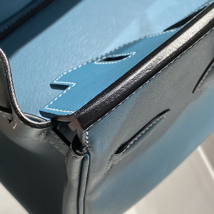 ショルダーバーキン29の定価 HERMES バーキンショルダーライト 29 ブルージーン スイフト シルバー金具 H085237CK75 エルメス バーキン ショルダー - 画像 (3)