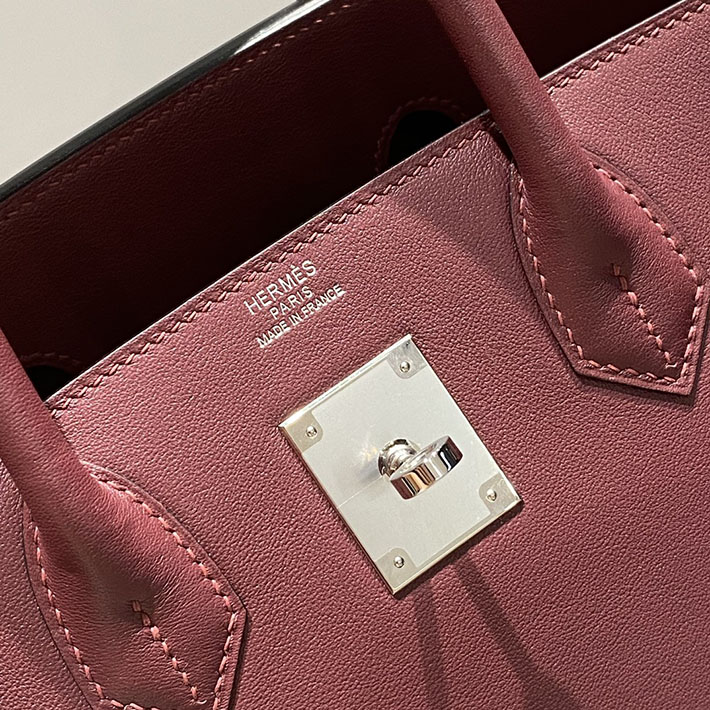 ショルダーバーキン29の定価 HERMES バーキンショルダーライト 29 ボルドー スイフト シルバー金具 H085237CK57 ショルダーバーキン 新作 - 画像 (5)