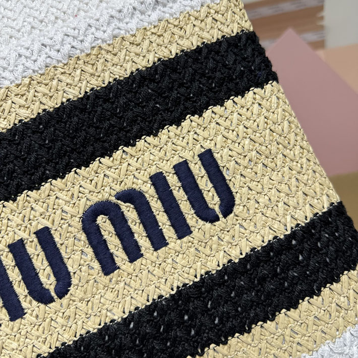 最高級MiuMiuスーパーコピー ミュウミュウ ラフィアエフェクトウーブン トートバッグ 5BG248_2DO3_F0N86_V_ORO Miumiu トートバッグ 布 - 画像 (6)