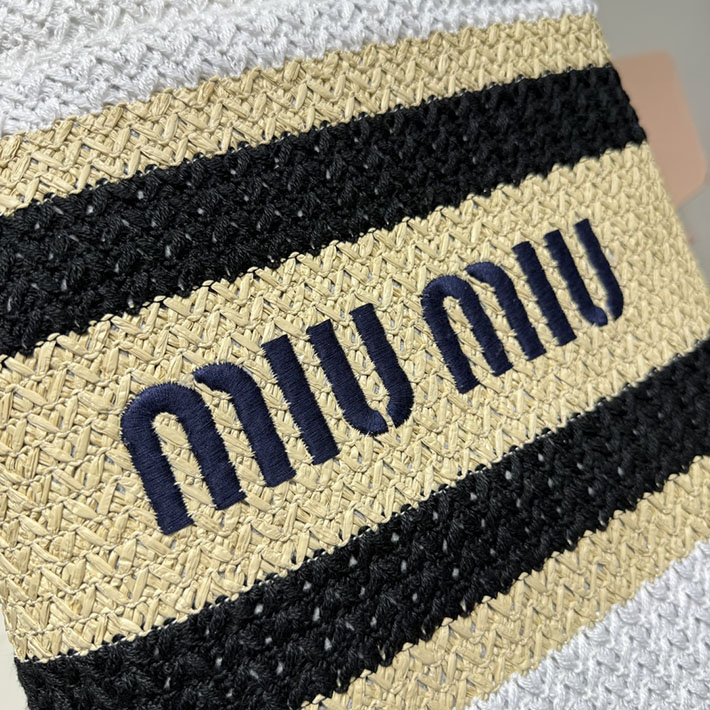 最高級MiuMiuスーパーコピー ミュウミュウ ラフィアエフェクトウーブン トートバッグ 5BG248_2DO3_F0N86_V_ORO Miumiu トートバッグ 布 - 画像 (4)