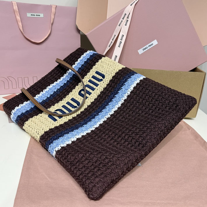 最高級MiuMiuスーパーコピー ミュウミュウ ラフィアエフェクトウーブン トートバッグ 5BG248_2DO3_F04EM Miumiu トートバッグ A4 - 画像 (7)