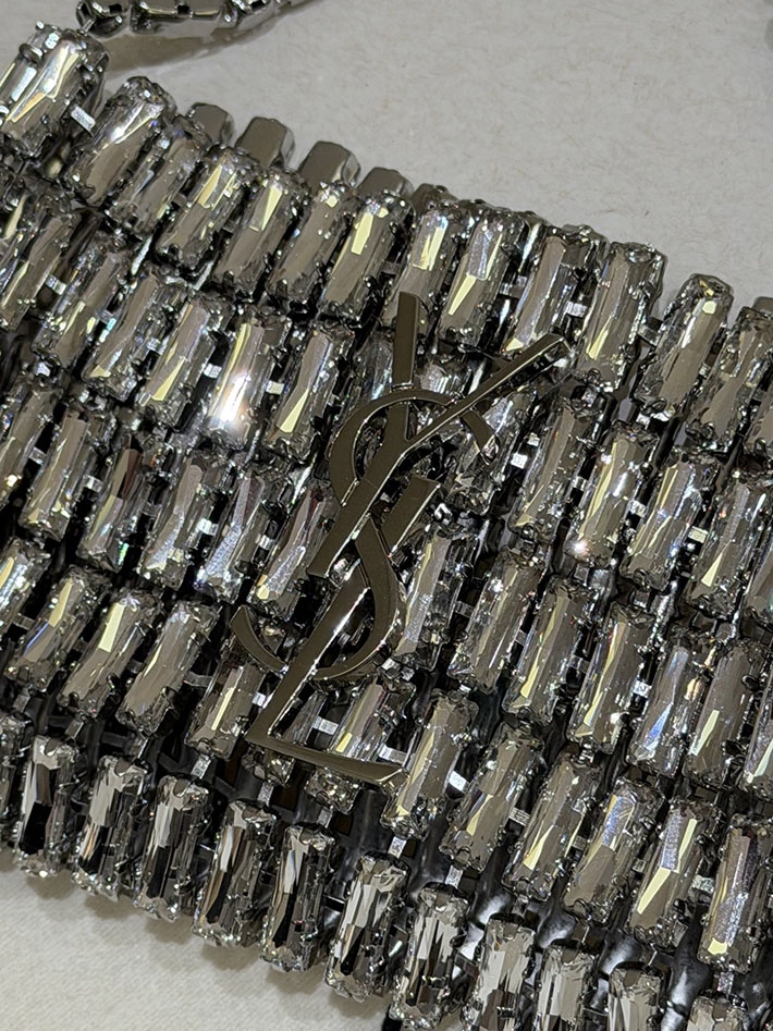 最高級サンローランスーパーコピー Saint Laurent イブニング マイクロバッグ クリスタル シルバー 788380JBO7N8926 サンローラン バッグ アウトレット - 画像 (6)