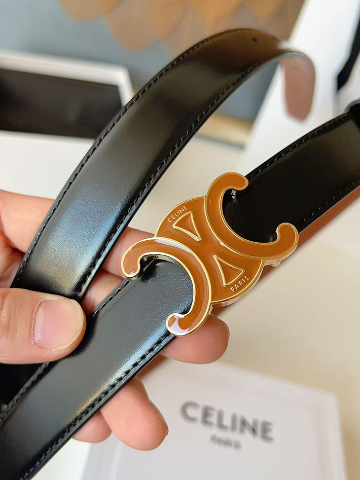 最高級セリーヌスーパーコピー CELINE ラグジュアリーレザーベルト メタルバックル付き 2.5cm 2632547 セリーヌ ベルト アウトレット - 画像 (5)