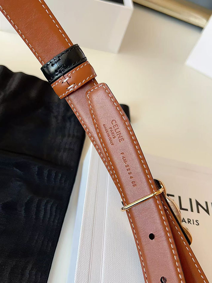 最高級セリーヌスーパーコピー CELINE ラグジュアリーレザーベルト メタルバックル付き 2.5cm 2632547 セリーヌ ベルト アウトレット - 画像 (2)
