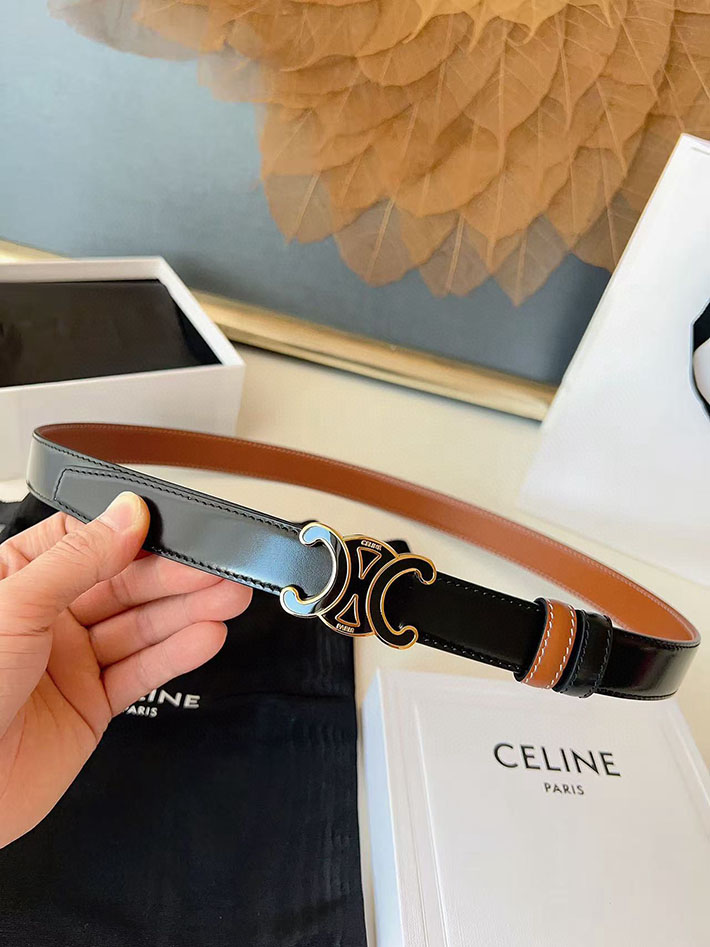 最高級セリーヌスーパーコピー CELINE ラグジュアリーレザーベルト メタルバックル付き 2.5cm 2632548 セリーヌ ベルト レディース - 画像 (7)