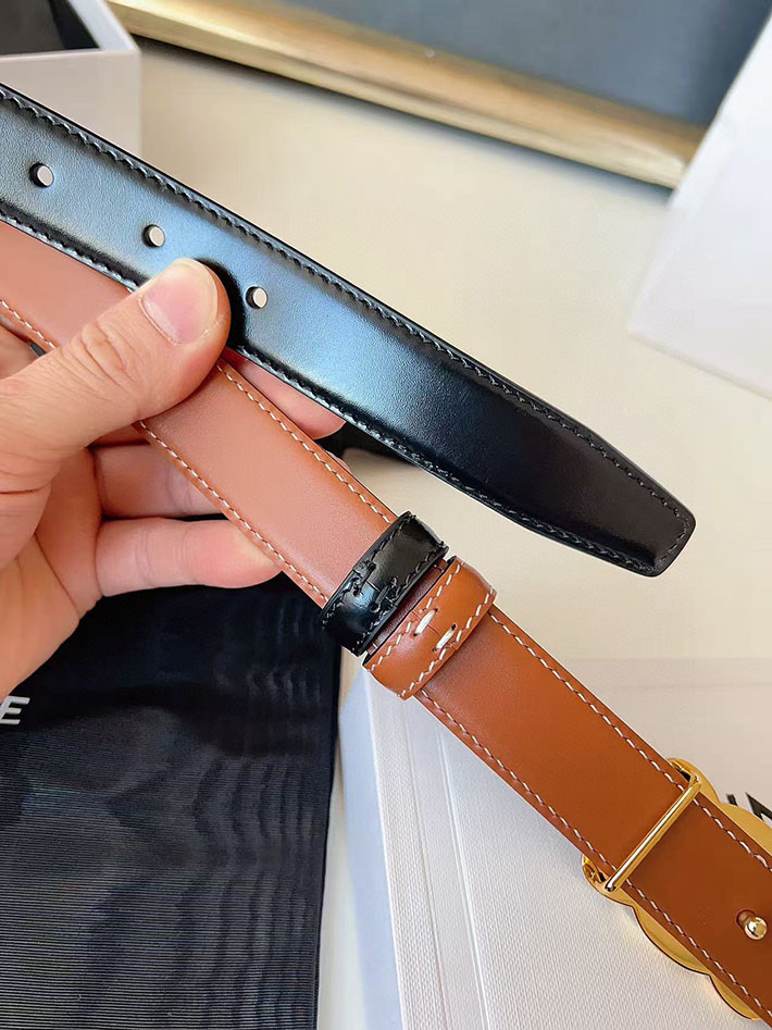 最高級セリーヌスーパーコピー CELINE ラグジュアリーレザーベルト メタルバックル付き 2.5cm 2632548 セリーヌ ベルト レディース - 画像 (2)