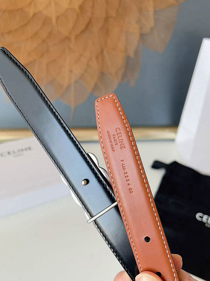 最高級セリーヌスーパーコピー CELINE ラグジュアリーレザーベルト メタルバックル付き 2.5cm 2632553 セリーヌ アウトレット 三田 - 画像 (2)