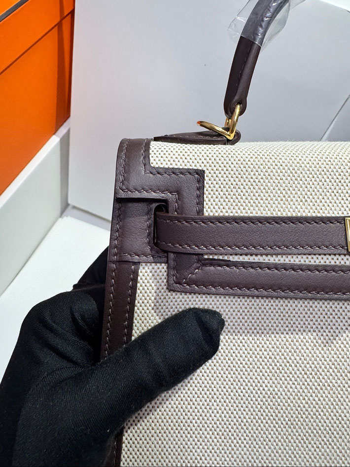 エルメス ケリー 25の通販 HERMES ケリー25 外縫い エベンヌ スイフト/トワルアッシュ ゴールド金具 2632650 エルメス ケリーバッグ - 画像 (7)