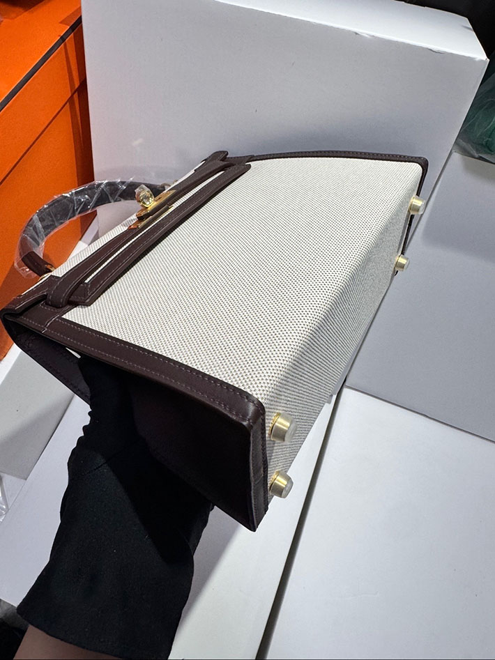 エルメス ケリー 25の通販 HERMES ケリー25 外縫い エベンヌ スイフト/トワルアッシュ ゴールド金具 2632650 エルメス ケリーバッグ - 画像 (6)