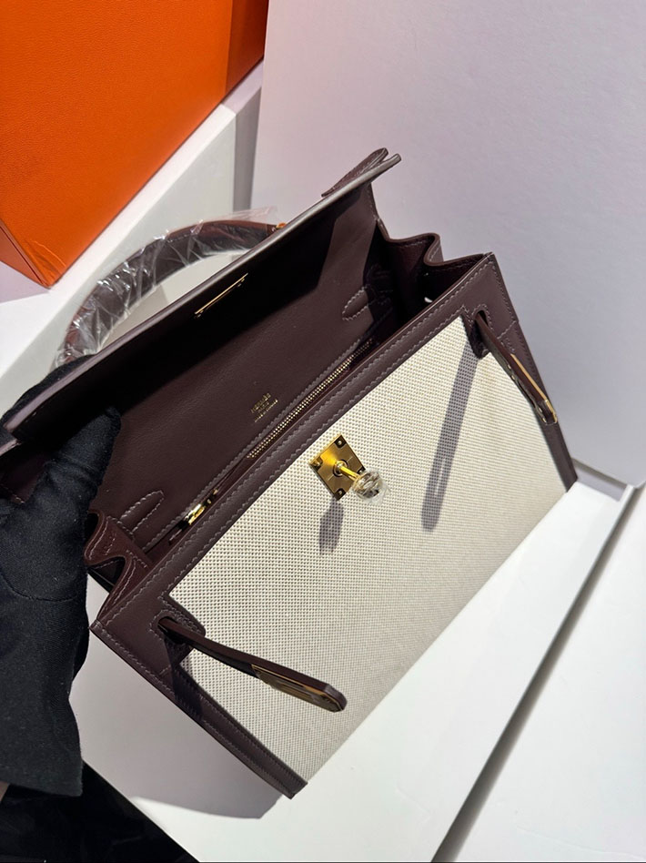 エルメス ケリー 25の通販 HERMES ケリー25 外縫い エベンヌ スイフト/トワルアッシュ ゴールド金具 2632650 エルメス ケリーバッグ - 画像 (2)